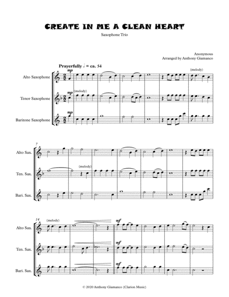 Create In Me A Clean Heart Saxophone Trio Page 2