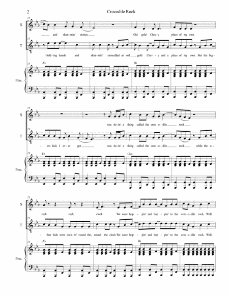 Crocodile Rock For 2 Part Choir Soprano Tenor Page 2