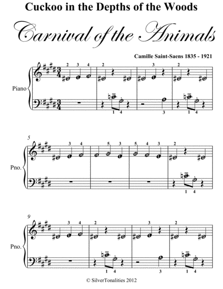 Cuckoo In The Depths Of The Woods Carnival Of The Animals Beginner Piano Sheet Music Page 2