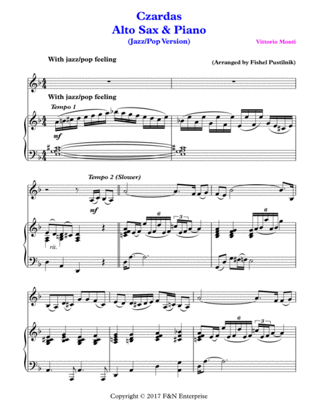 Czardas For Alto Sax And Piano Page 2