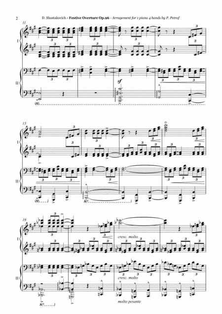 D Shostakovich Festive Overture 1 Piano 4 Hands Page 2