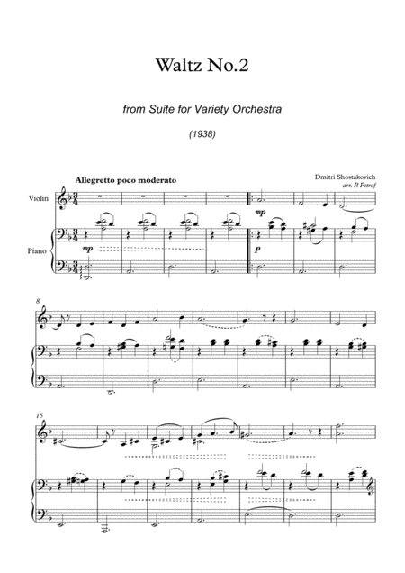 D Shostakovich Waltz No 2 From Suite For Variety Orchestra Violin And Piano Page 2