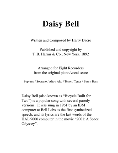 Daisy Bell For Recorder Octet Page 2