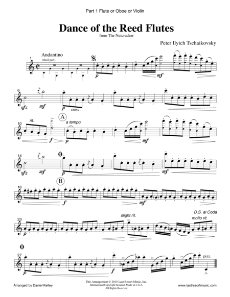 Dance Of The Reed Flutes From The Nutcracker For String Trio 2 Violins Cello Set Of 3 Parts Page 2