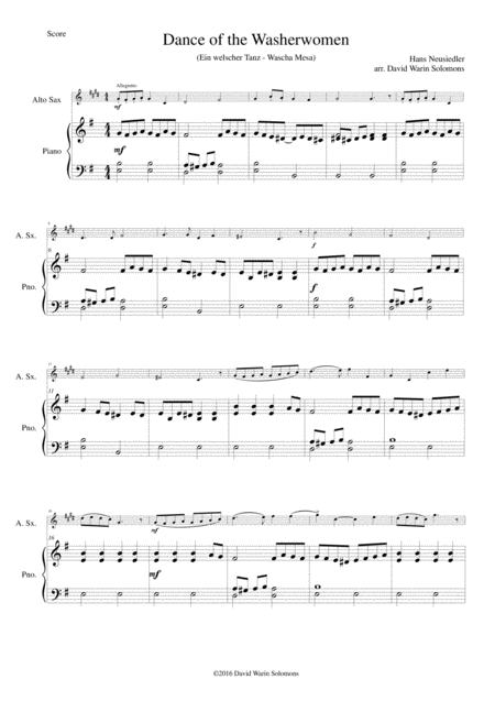 Dance Of The Washerwomen With Hupfauf For Alto Saxophone And Piano Page 2