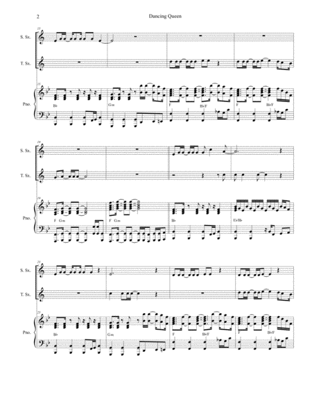 Dancing Queen Duet For Soprano And Tenor Saxophone Page 2