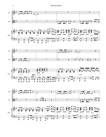 Dancing Queen Duet For Violin And Viola Alternate Version Page 2