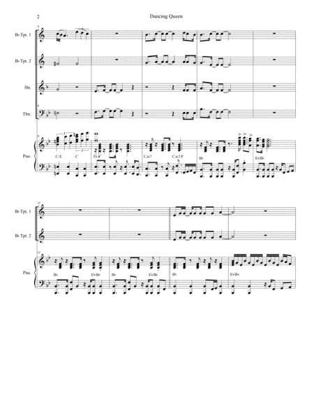 Dancing Queen For Brass Quartet And Piano Page 2