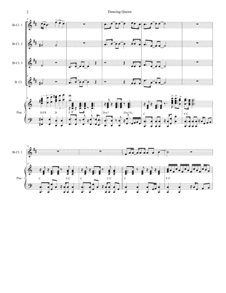 Dancing Queen For Clarinet Choir And Piano Page 2