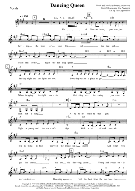 Dancing Queen For Jazz Combo W Vocals Based On The Original Abba Recording Page 2