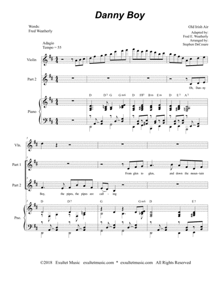 Danny Boy For 2 Part Choir Page 2