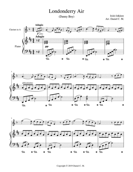 Danny Boy For A Clarinet And Piano Page 2