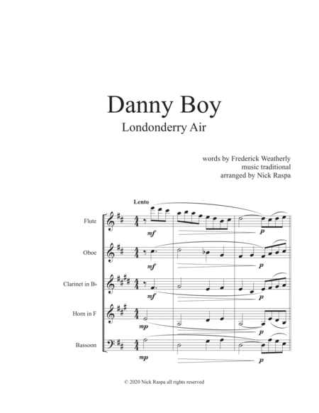 Danny Boy Londonderry Air Woodwind Quintet Adv Int Page 2