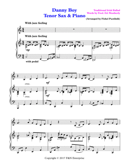 Danny Boy Piano Background For Tenor Sax And Piano Page 2