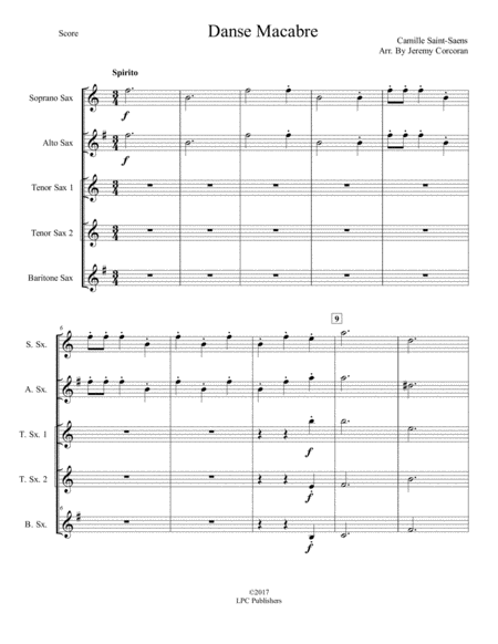 Danse Macabre For Saxophone Quintet Sattb Or Aattb Page 2