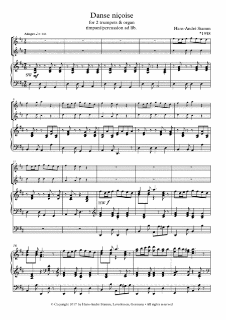 Danse Nioise For 2 Trumpets Organ Timp Perc Ad Lib Page 2