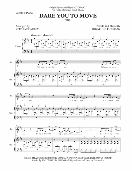 Dare You To Move Vocals Piano Page 2