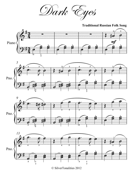 Dark Eyes Easy Piano Sheet Music Page 2