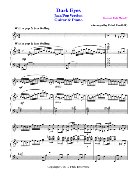 Dark Eyes For Guitar And Piano Page 2