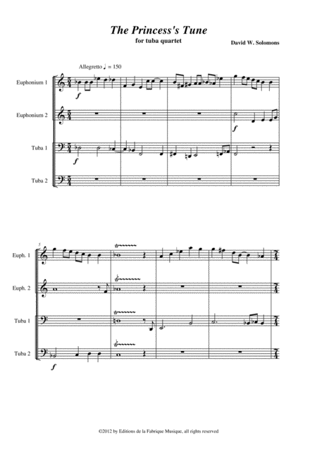 David W Solomons The Princess Tune For Tuba Quartet 2 Bb Euphoniums 2 C Tubas Page 2