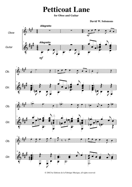 David Warin Solomons Petticoat Lane For Oboe And Guitar Page 2