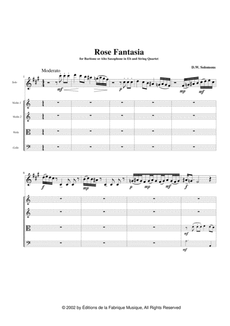 David Warin Solomons Rose Fantasy For Eb Baritone Or Alto Saxophone And String Quartet Page 2