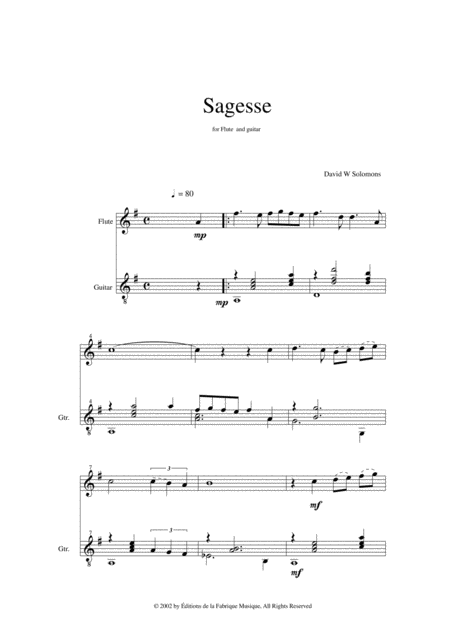 David Warin Solomons Sagesse For Flute And Guitar Page 2