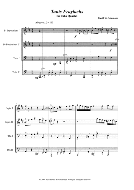 David Warin Solomons Tants Fraylachs For 2 Bb Euphoniums And 2 Tubas Page 2