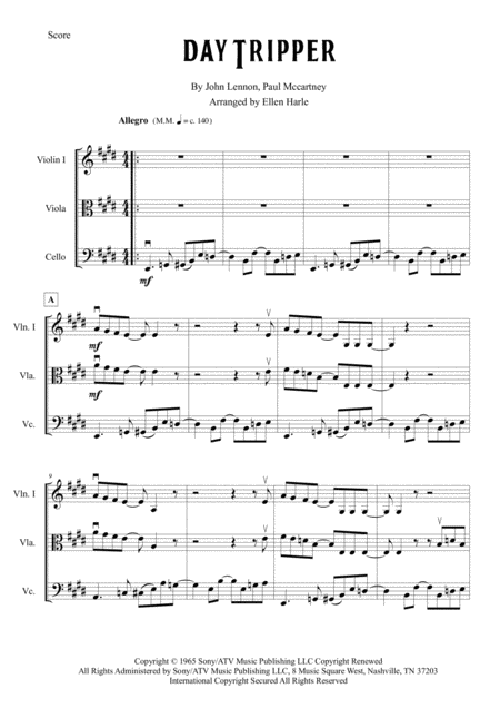 Day Tripper The Beatles String Trio Violin Violin Ii Viola Cello Page 2