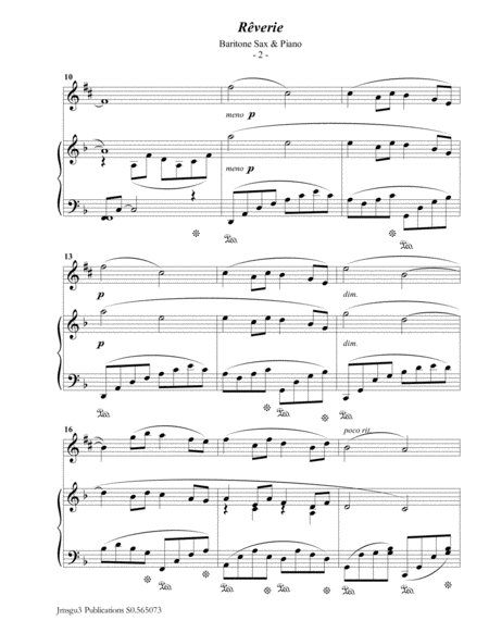 Debussy Reverie For Baritone Sax Piano Page 2