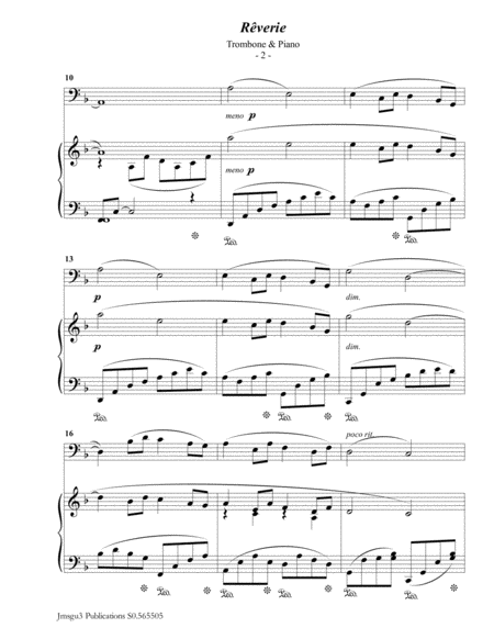 Debussy Reverie For Trombone Piano Page 2