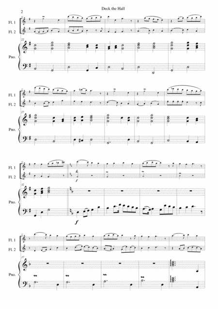 Deck The Hall For 2 Flutes And Piano Page 2