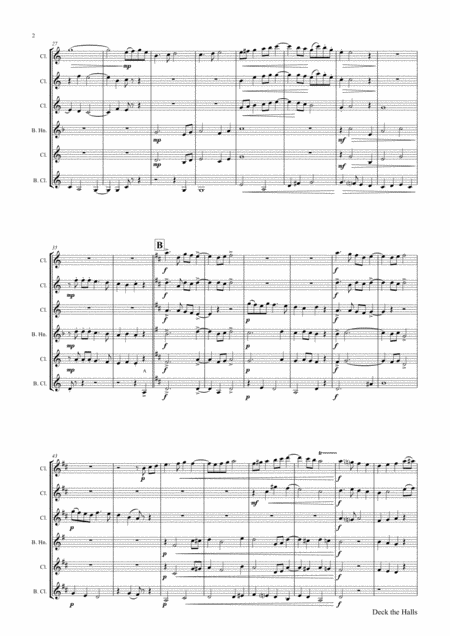 Deck The Halls Christmas Carol Polyphonic Clarinet Quintet Page 2