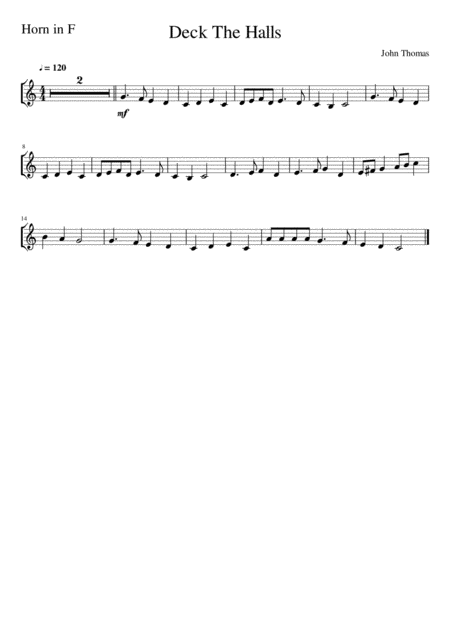 Deck The Halls Horn In F Solo Page 2