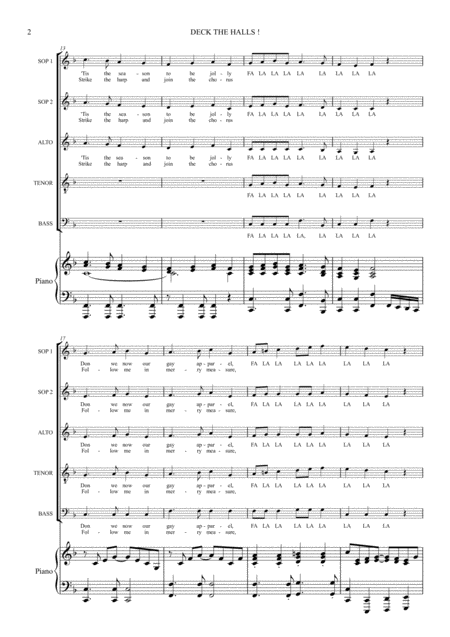 Deck The Halls Ssatb With Exciting Piano Arrangement Page 2