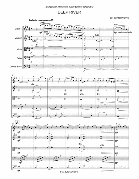 Deep River For String Orchestra Page 2