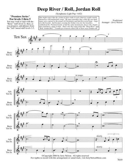 Deep River With Roll Jordan Roll Arrangements Level 2 5 For Tenor Sax Written Acc Hymn Page 2