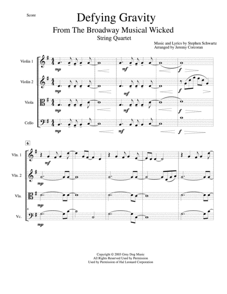 Defying Gravity For String Quartet Page 2