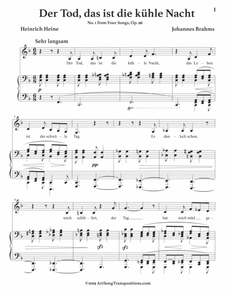 Der Tod Das Ist Die Khle Nacht Op 96 No 1 Transposed To F Major Page 2