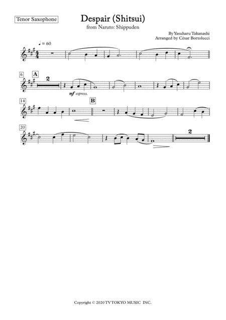 Despair Shitsui From Naruto For Tenor Sax And Piano Page 2