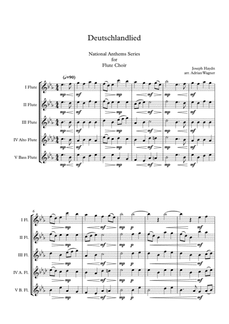 Deutschlandlied National Anthem Of Germany Flute Choir Arr Adrian Wagner Page 2