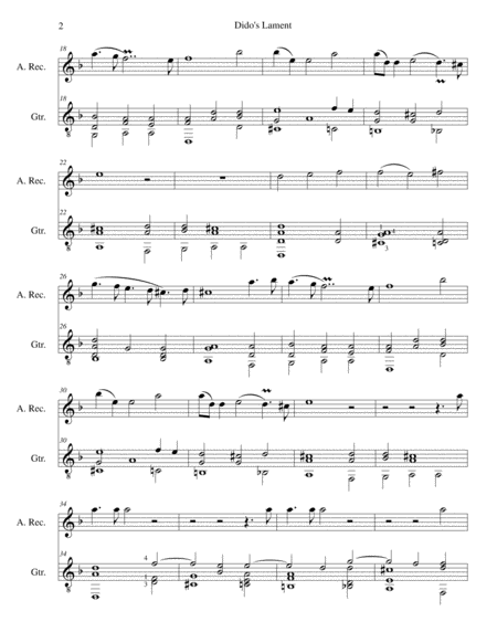 Didos Lament When I Am Laid In Earth Arranged For Alto Recorder And Guitar Page 2