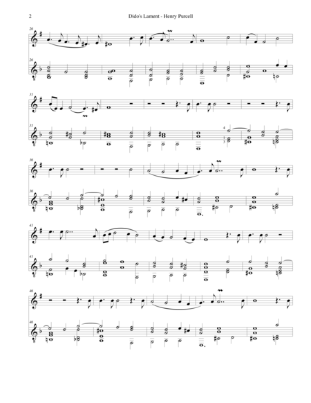 Didos Lament When I Am Laid In Earth Arranged For Clarinet And Guitar Page 2