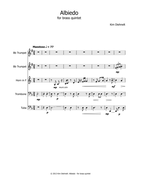 Diehnelt Albiedo For Brass Quintet Score Page 2