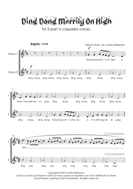 Ding Dong Merrily On High A Cappella Easy 2 Part Voices For Junior Choir Page 2