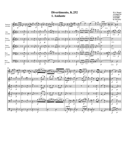 Divertimento K 252 Arrangement For 6 Recorders Page 2