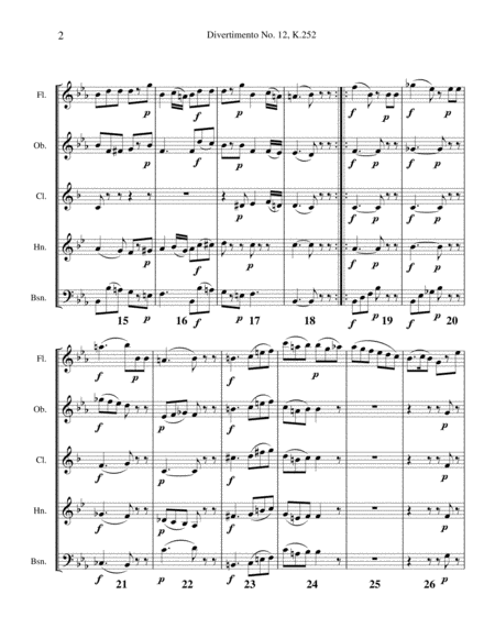 Divertimento No 12 K 252 For Woodwind Quintet Page 2