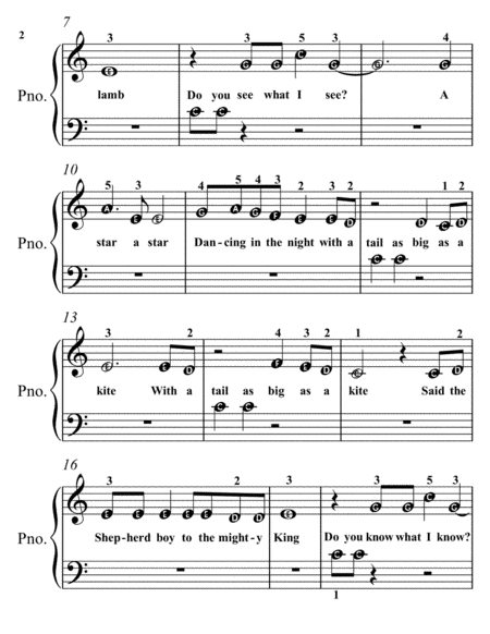 Do You Hear What I Hear Beginner Piano Sheet Music Page 2