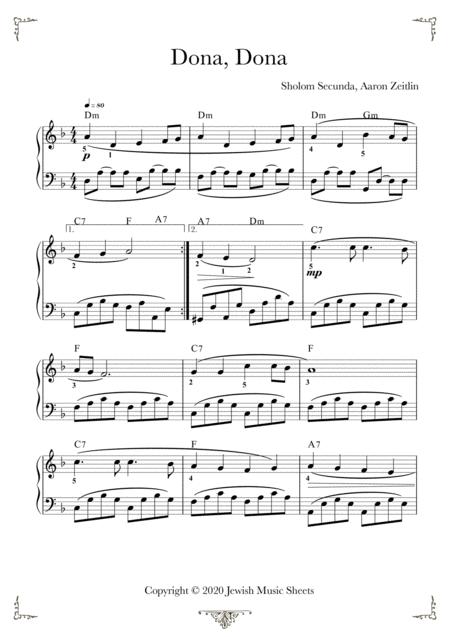 Dona Dona Easy Piano Arrangement Of Yiddish Song Page 2