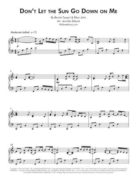 Dont Let The Sun Go Down On Me Intermediate Piano Page 2